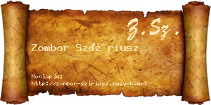 Zombor Szíriusz névjegykártya